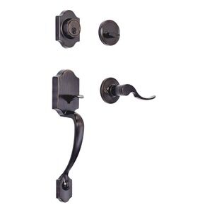 Amazon Basics Front Door Lock Set Handleset with Shelby Lever Single Cylinder